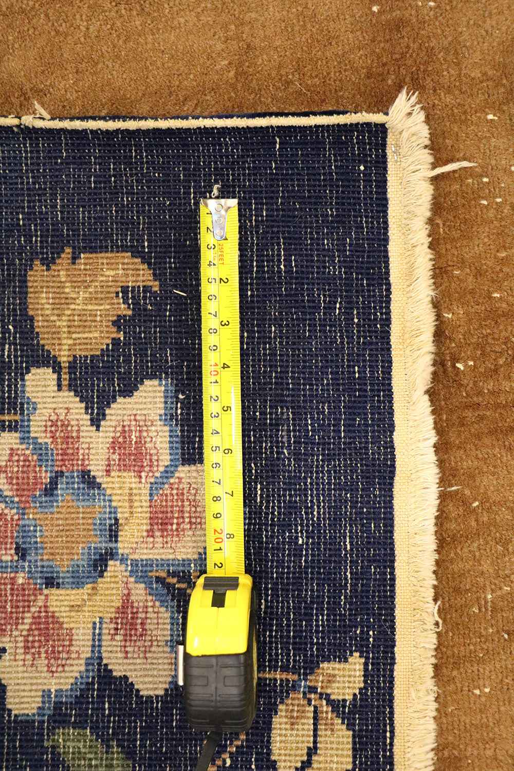 360x275 cm Antique Chinese Wool Rug Handmade Brown Blue - Rugoutlet