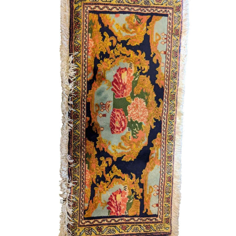95 x 47 cm Persian Senneh Traditional Yellow Small Rug - Rugoutlet