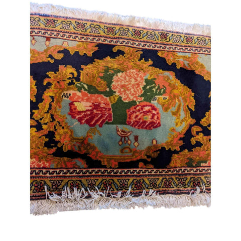 95 x 47 cm Persian Senneh Traditional Yellow Small Rug - Rugmaster
