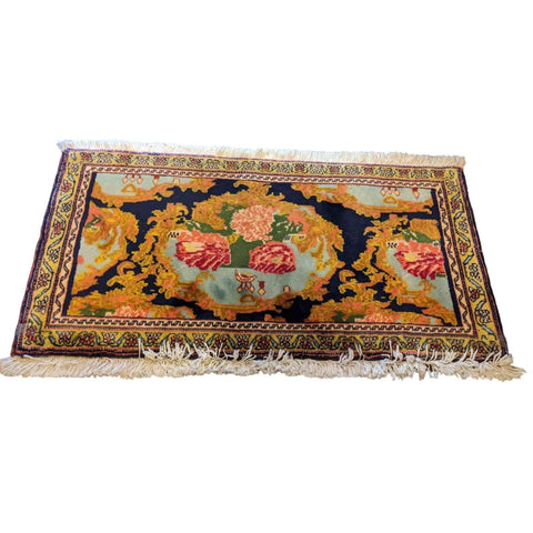 95 x 47 cm Persian Senneh Traditional Yellow Small Rug - Rugmaster