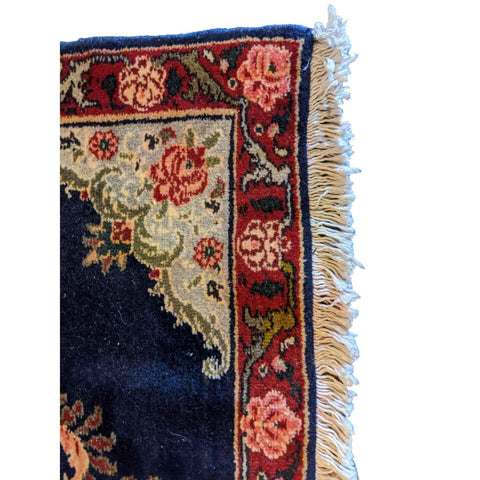 95 x 60 cm Persian Senneh Traditional Blue Small Rug - Rugoutlet