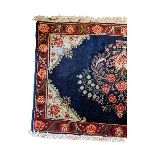 95 x 60 cm Persian Senneh Traditional Blue Small Rug - Rugoutlet