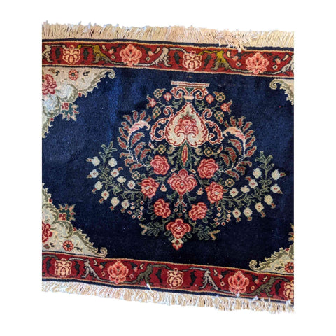 95 x 60 cm Persian Senneh Traditional Blue Small Rug - Rugoutlet