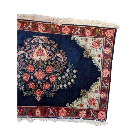 95 x 60 cm Persian Senneh Traditional Blue Small Rug - Rugoutlet