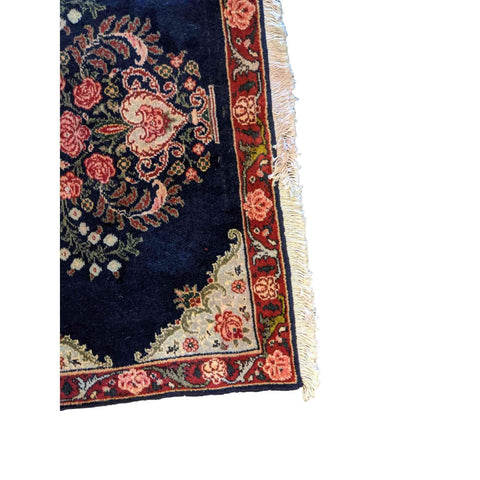 95 x 60 cm Persian Senneh Traditional Blue Small Rug - Rugoutlet