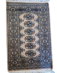 95 x 61 cm Persian Bukhara Traditional Grey Small Rug - Rugoutlet