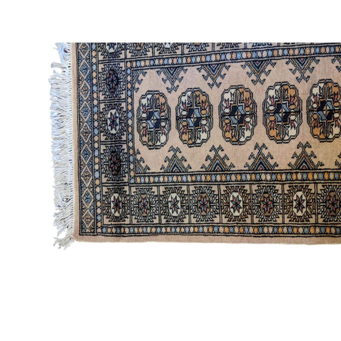95 x 61 cm Persian Bukhara Traditional Grey Small Rug - Rugoutlet
