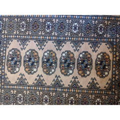 95 x 61 cm Persian Bukhara Traditional Grey Small Rug - Rugmaster