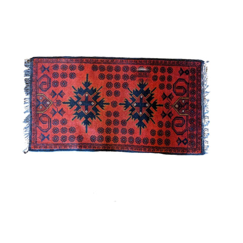 96 x 54 cm Afghan Khan Tribal Red Small Rug - Rugoutlet