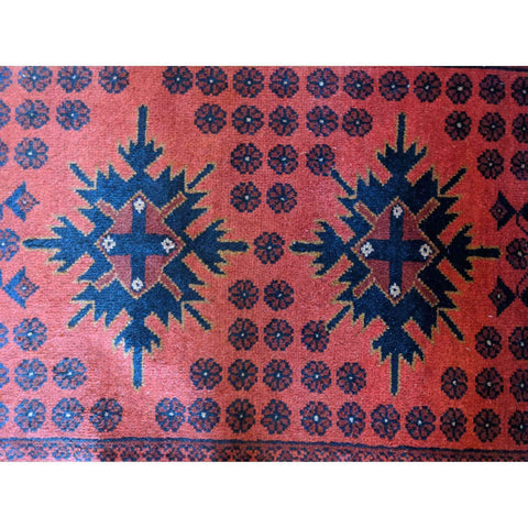 96 x 54 cm Afghan Khan Tribal Red Small Rug - Rugoutlet