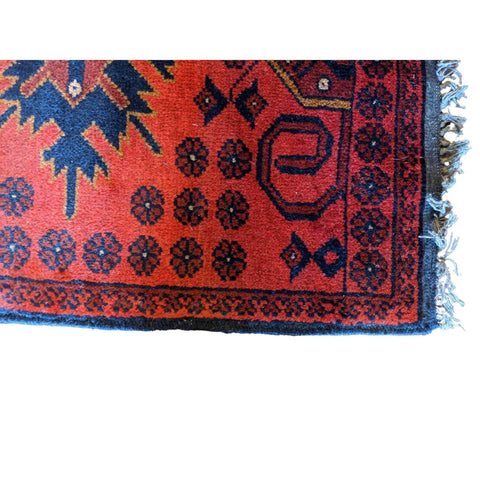 96 x 54 cm Afghan Khan Tribal Red Small Rug - Rugmaster