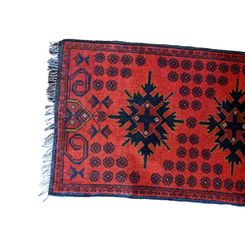 96 x 54 cm Afghan Khan Tribal Red Small Rug - Rugmaster