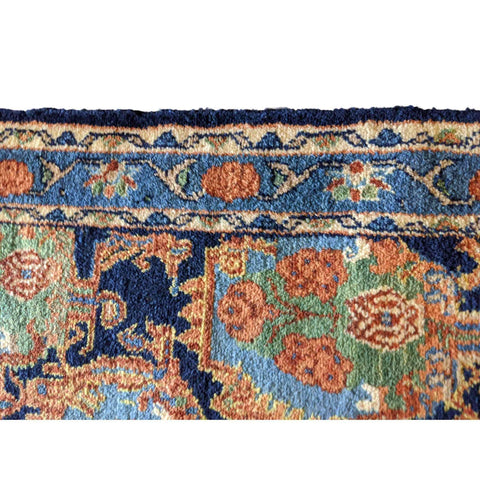 96 x 70 cm Persian Senneh Traditional Blue Small Rug - Rugoutlet
