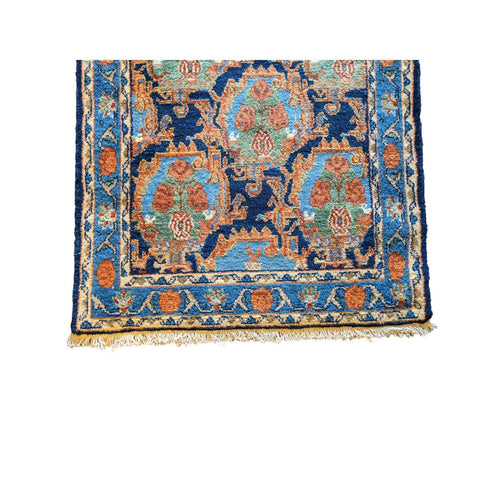 96 x 70 cm Persian Senneh Traditional Blue Small Rug - Rugmaster