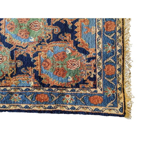 96 x 70 cm Persian Senneh Traditional Blue Small Rug - Rugmaster