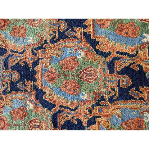 96 x 70 cm Persian Senneh Traditional Blue Small Rug - Rugoutlet