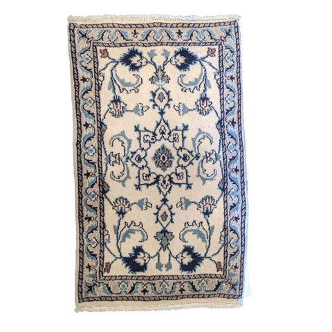 97 x 60 cm Persian Nain Traditional Grey Small Rug - Rugoutlet