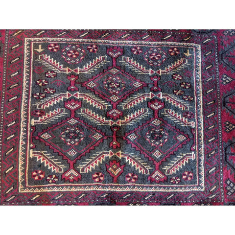 97 x 70 cm Persian Baluch Tribal Red Small Rug - Rugoutlet
