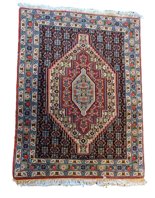 97 x 75 cm Persian Senneh Traditional Brown Small Rug - Rugmaster