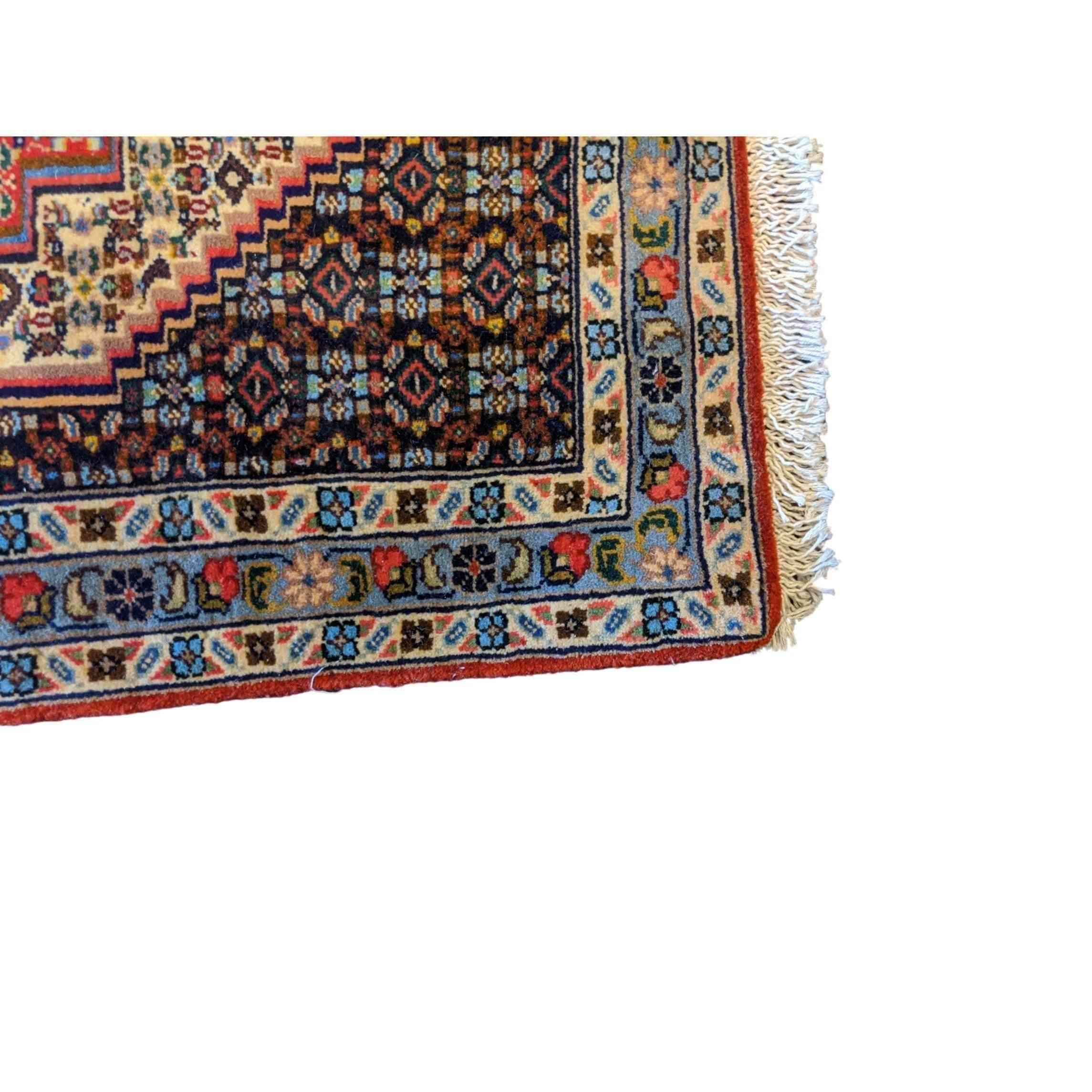 97 x 75 cm Persian Senneh Traditional Brown Small Rug - Rugmaster