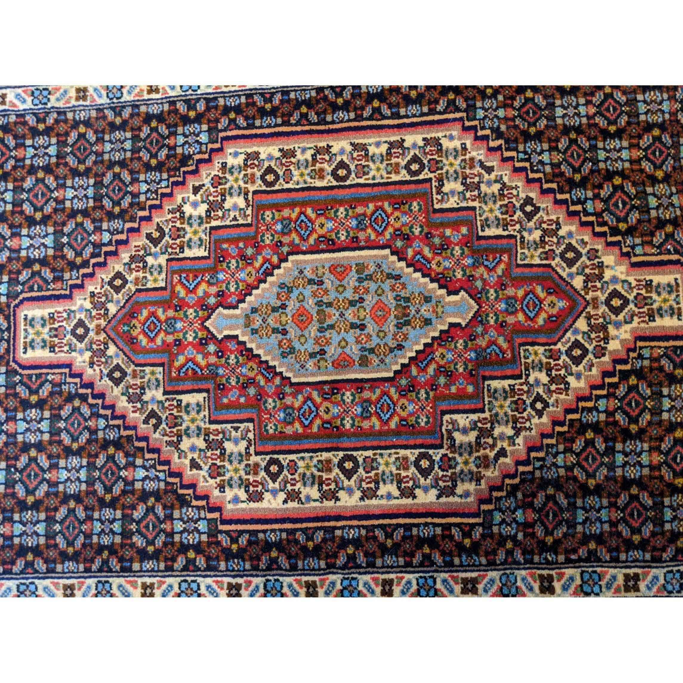 97 x 75 cm Persian Senneh Traditional Brown Small Rug - Rugmaster