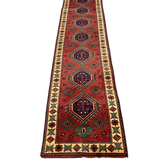 973 x 97 cm Afghan Natural Dye Tribal Red Rug - Rugoutlet