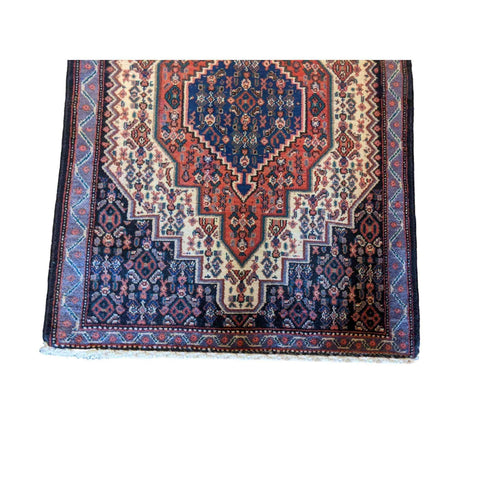 98 x 70 cm Persian Bijar Geometric Black Small Rug - Rugoutlet