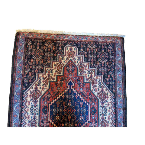 98 x 70 cm Persian Bijar Geometric Black Small Rug - Rugoutlet