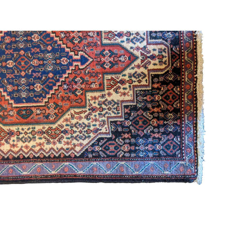 98 x 70 cm Persian Bijar Geometric Black Small Rug - Rugoutlet