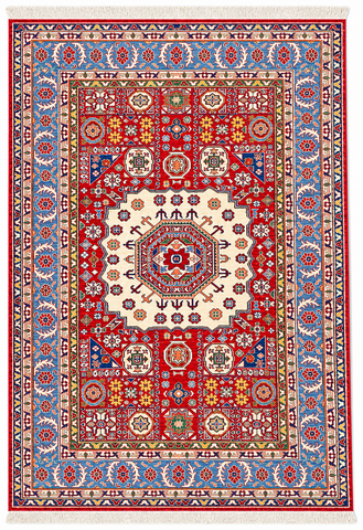 Handmade Kazak Wool Rug 236x170 cm – Red & Golden Natural Dye Rug