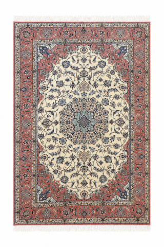 Handmade Nain Wool & Silk Rug 223x143 cm – Pink & Beige Rug