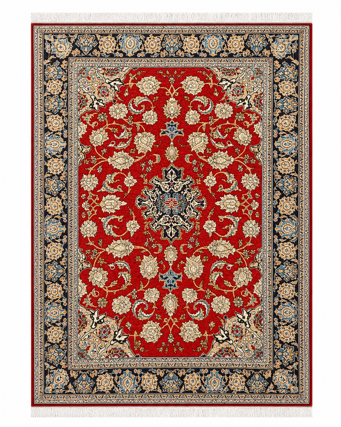 Persian Kashan Floral Rug 225 x 140 cm (7.38 x 4.59 ft)