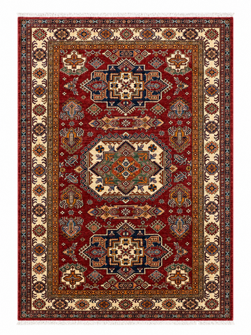 Handmade Kazak Wool Rug 236x170 cm – Red & Beige Rug