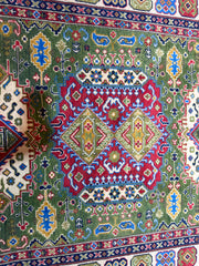 Handmade contemporary Green Kazak wool rug 207 x 156 cm (7x5 ft)