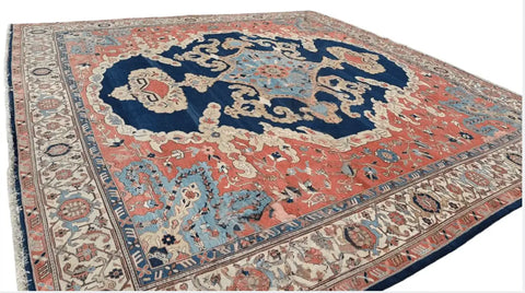 Persian Sarouk/Sarough Handmade Wool Tribal Rug - Pink & Blue - 600 cm x 400 cm
