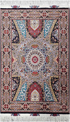 153x108 cm Tabriz Silk and Wool Rug Hand Knotted Blue