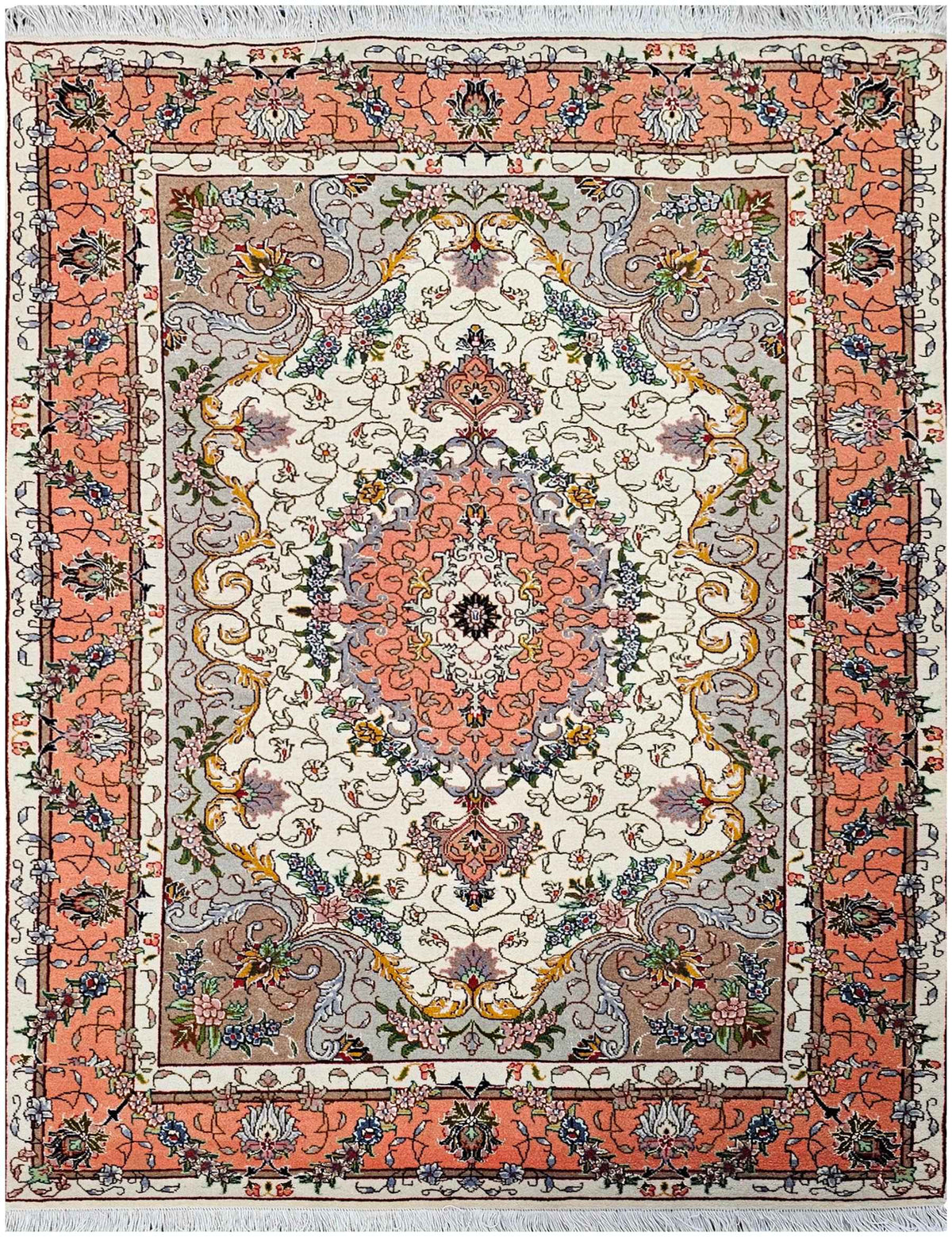 154x105 cm Fine Persian Tabriz Silk and wool rug - Rugoutlet