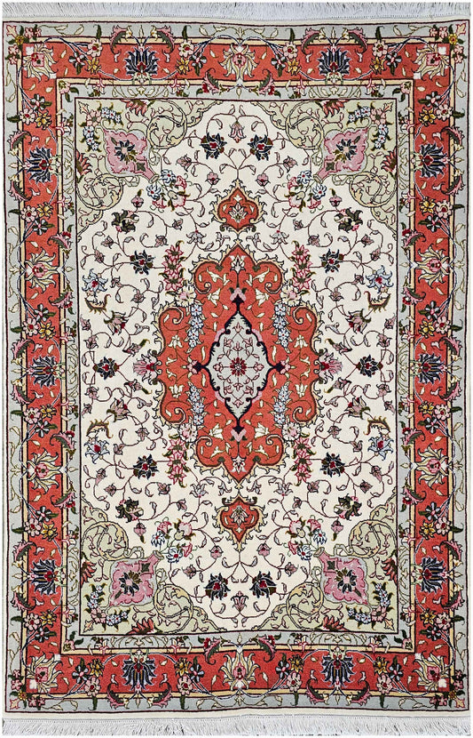149x101 cm Fine Persian Tabriz Silk and wool rug