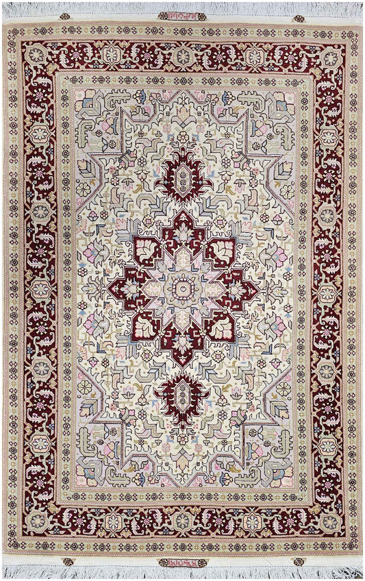 159x106 cm Fine Persian tabriz Silk and Wool rug