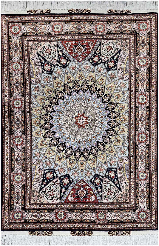 153x104 cm Fine Persian Tabriz Silk and wool rug