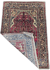 216x144cm Old Fine Isfahan Silk and Wool Handmade Pink and beige rug