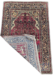 216x144cm Old Fine Isfahan Silk and Wool Handmade Pink and beige rug