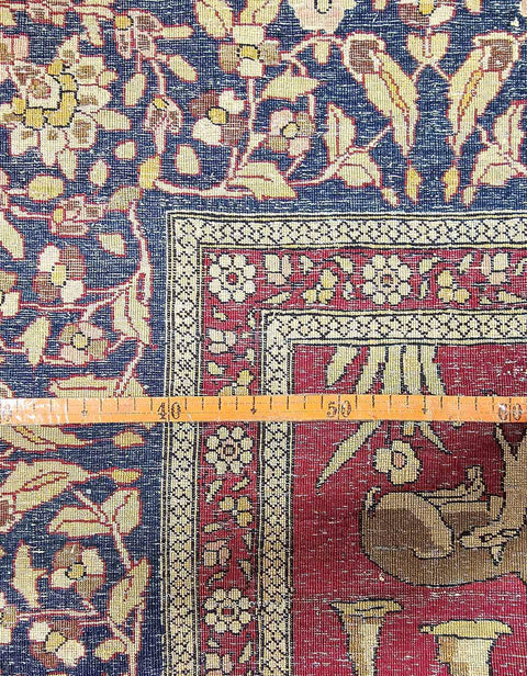 216x144cm Old Fine Isfahan Silk and Wool Handmade Pink and beige rug - Rugoutlet