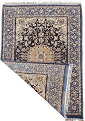 258x153 cm Fine ‘signed’ Isfahan Silk and Wool Handmade black and yellow rug - Rugoutlet