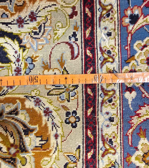 258x153 cm Fine ‘signed’ Isfahan Silk and Wool Handmade black and yellow rug - Rugoutlet