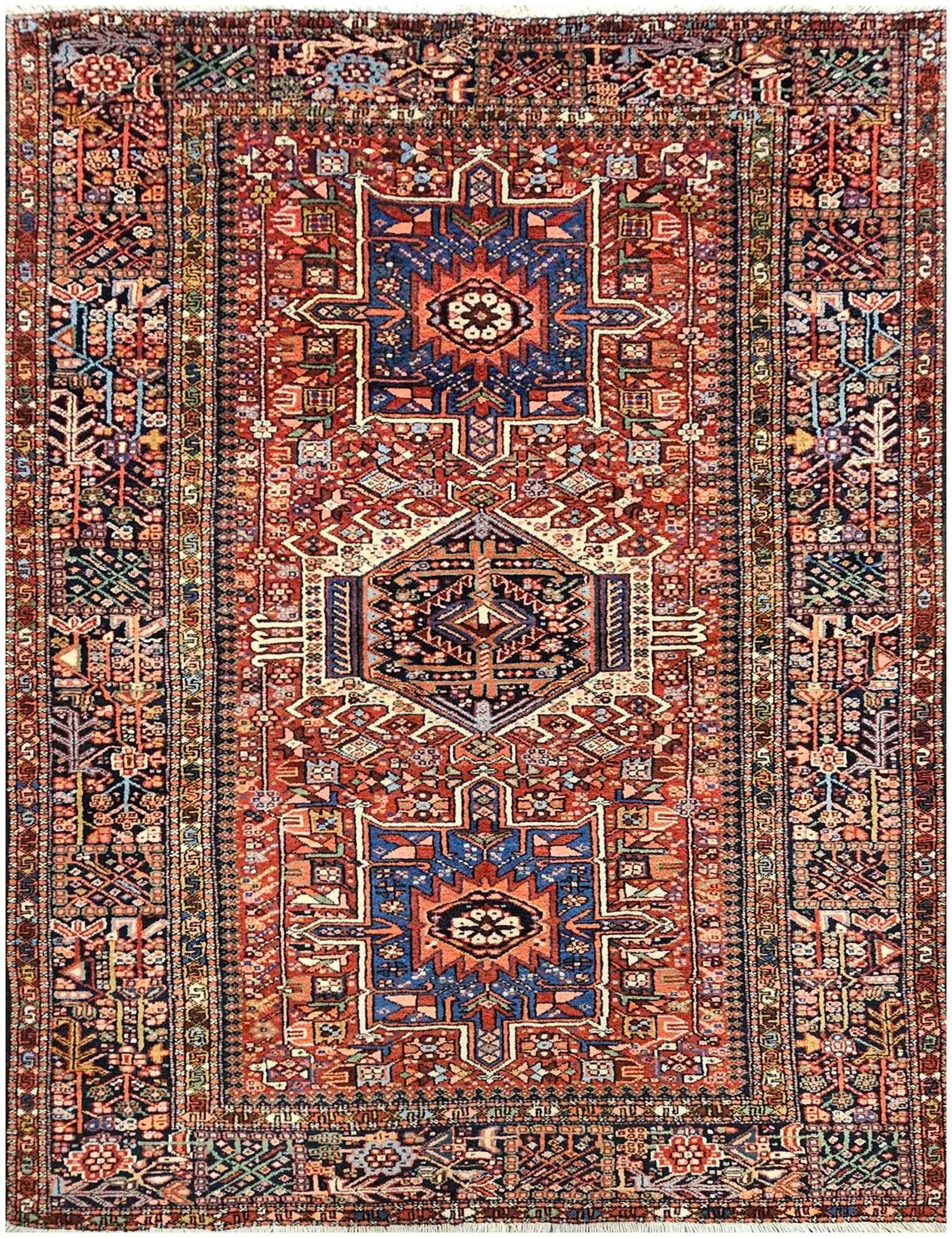 207x147 cm Gharajeh Tribal Wool Rugs Hand Knotted Orange - Rugoutlet