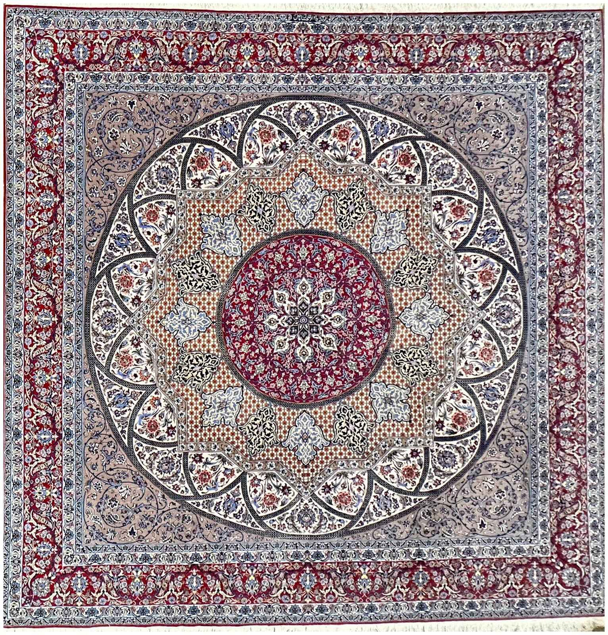 300x300cm Fine Isfahan Silk and Wool Handmade rug