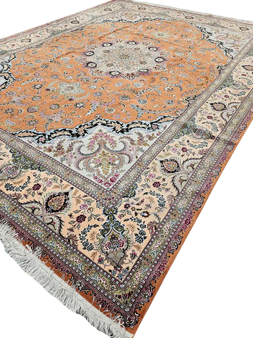 405x295 cm Fine Persian Tabriz Silk and wool rug - Rugoutlet