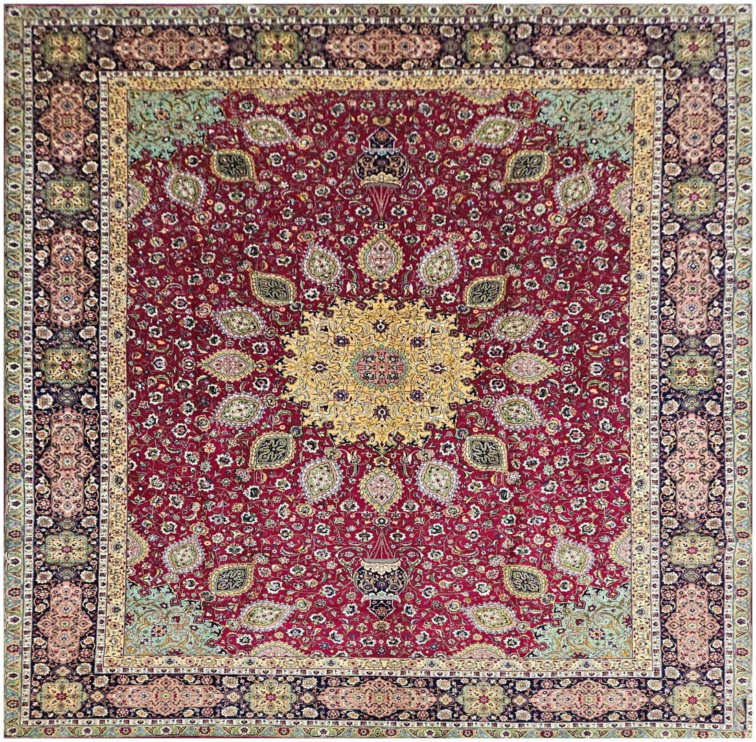 405x298cm Fine Persian Tabriz Silk and wool rug - Rugoutlet