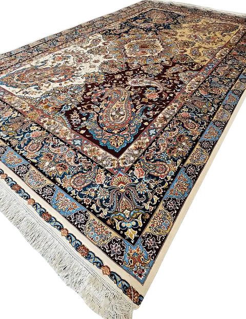 308x198 cm Fine Tabriz silk Rug Handmade paisley design - Rugoutlet